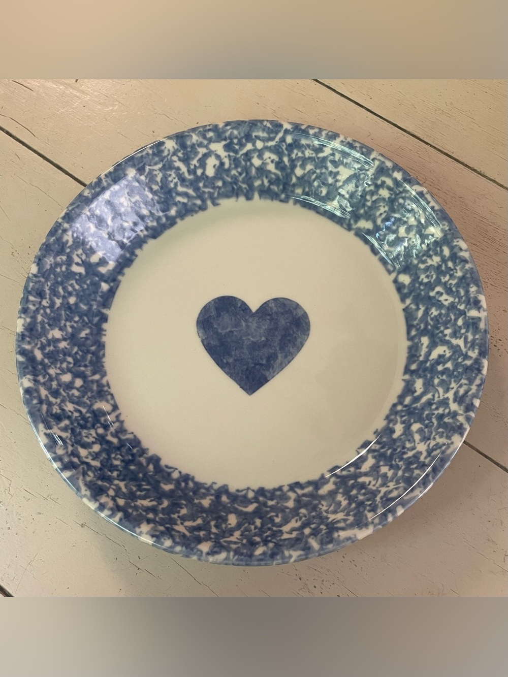 Vintage Gerald Henn Pie Plate Blue Sponge Pottery